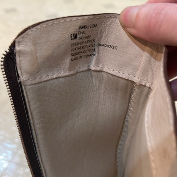 new JAMBU Chai 6.5 Tan Leather WATER RESISTANT Zip Knee High Riding Tall Boots - Picture 4 of 12